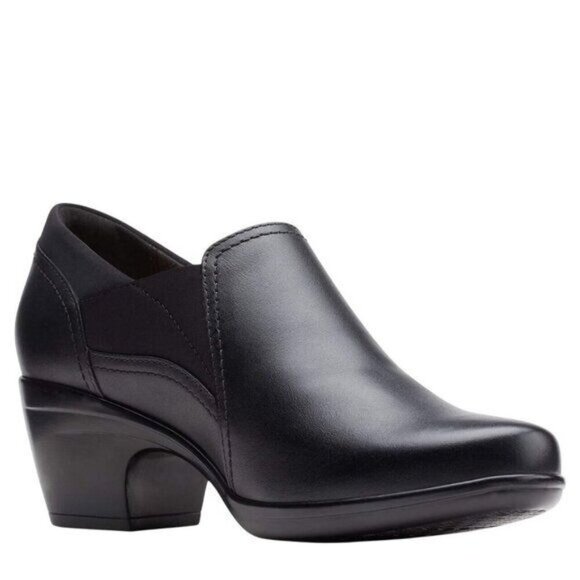 Used Clarks Emily Amelia Loafer Women 8.5 US Black PU Leather Slip-On Ortholite - Picture 2 of 10